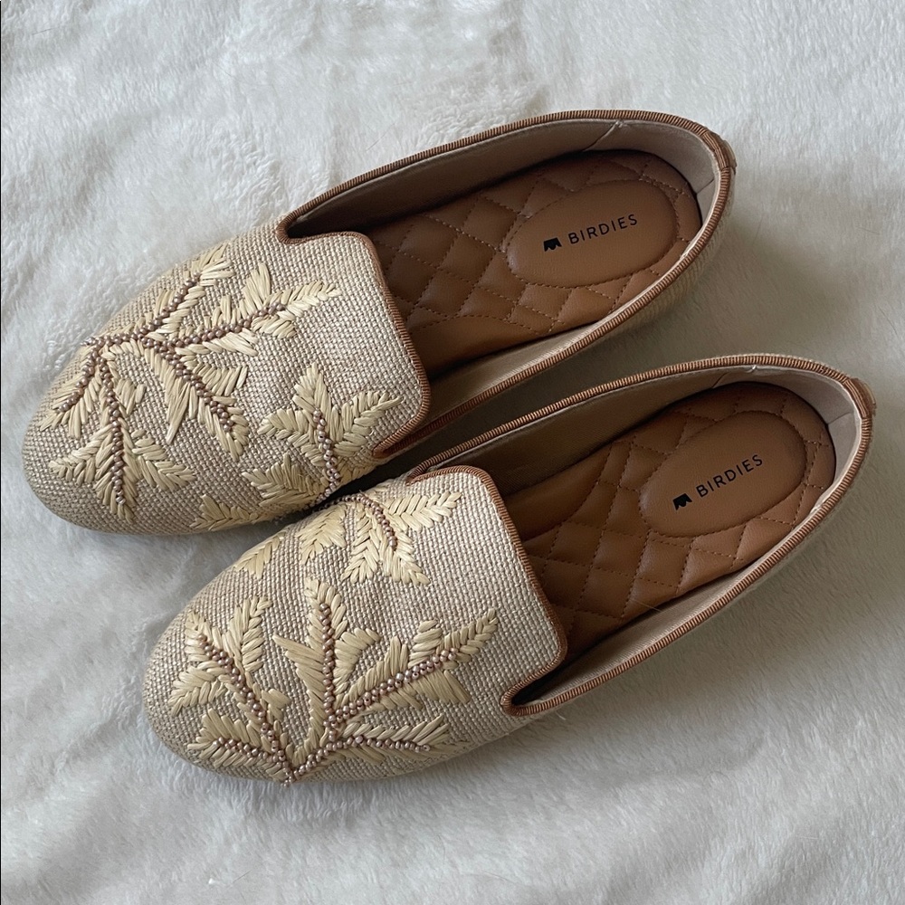 Rare:: BIRDIES Starling Flat In Botanico Raffia